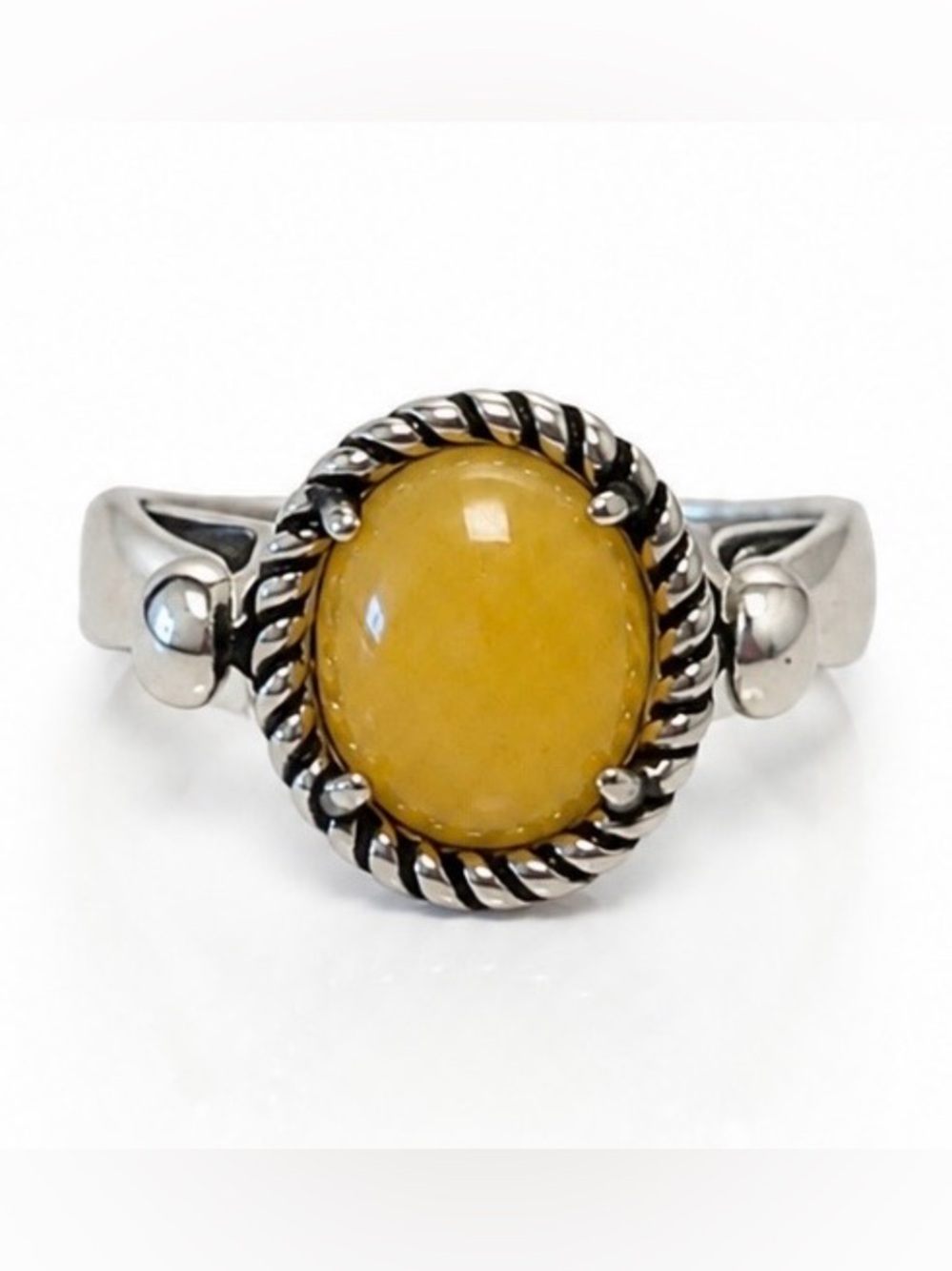 American West Carolyn Pollack Yellow Jasper Sterling Silver 925 Reversible Ring